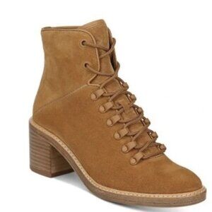 VINCE Womens Tan Padded Falco Round Toe Block Heel Leather Hiking Boots 8M
